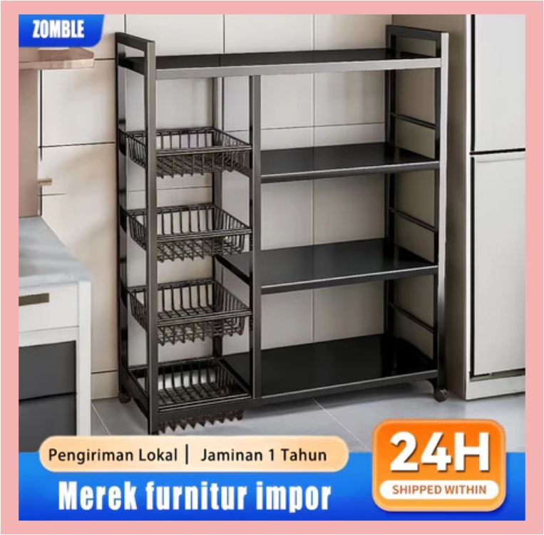 Rak dapur berdiri di lantai rak penyimpanan