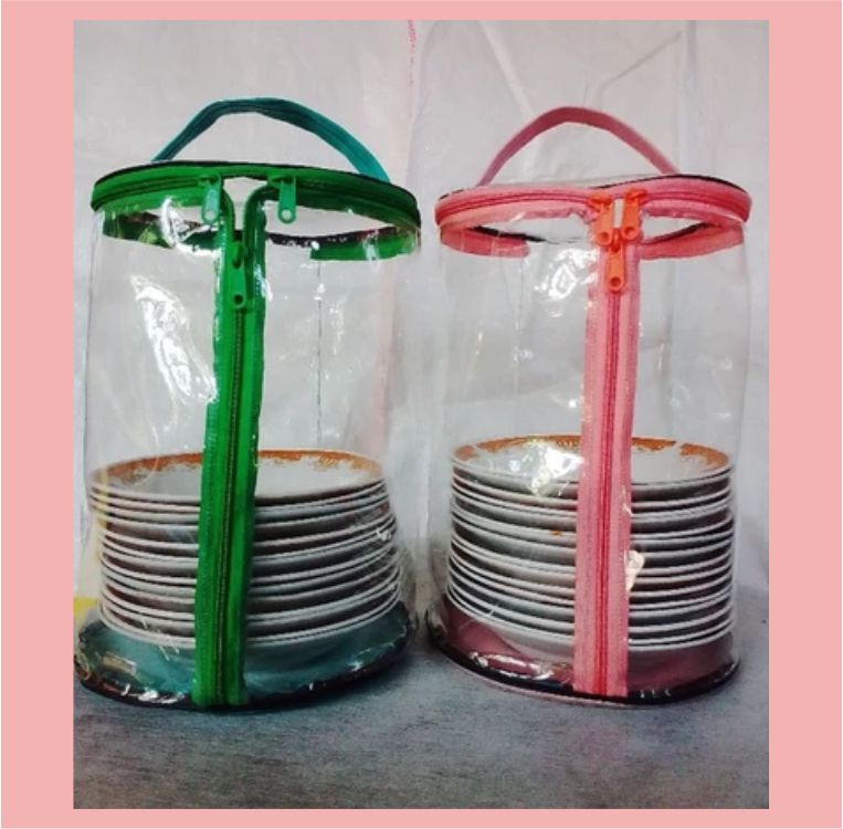 tas piring tempat sarung piring transparan anti debu